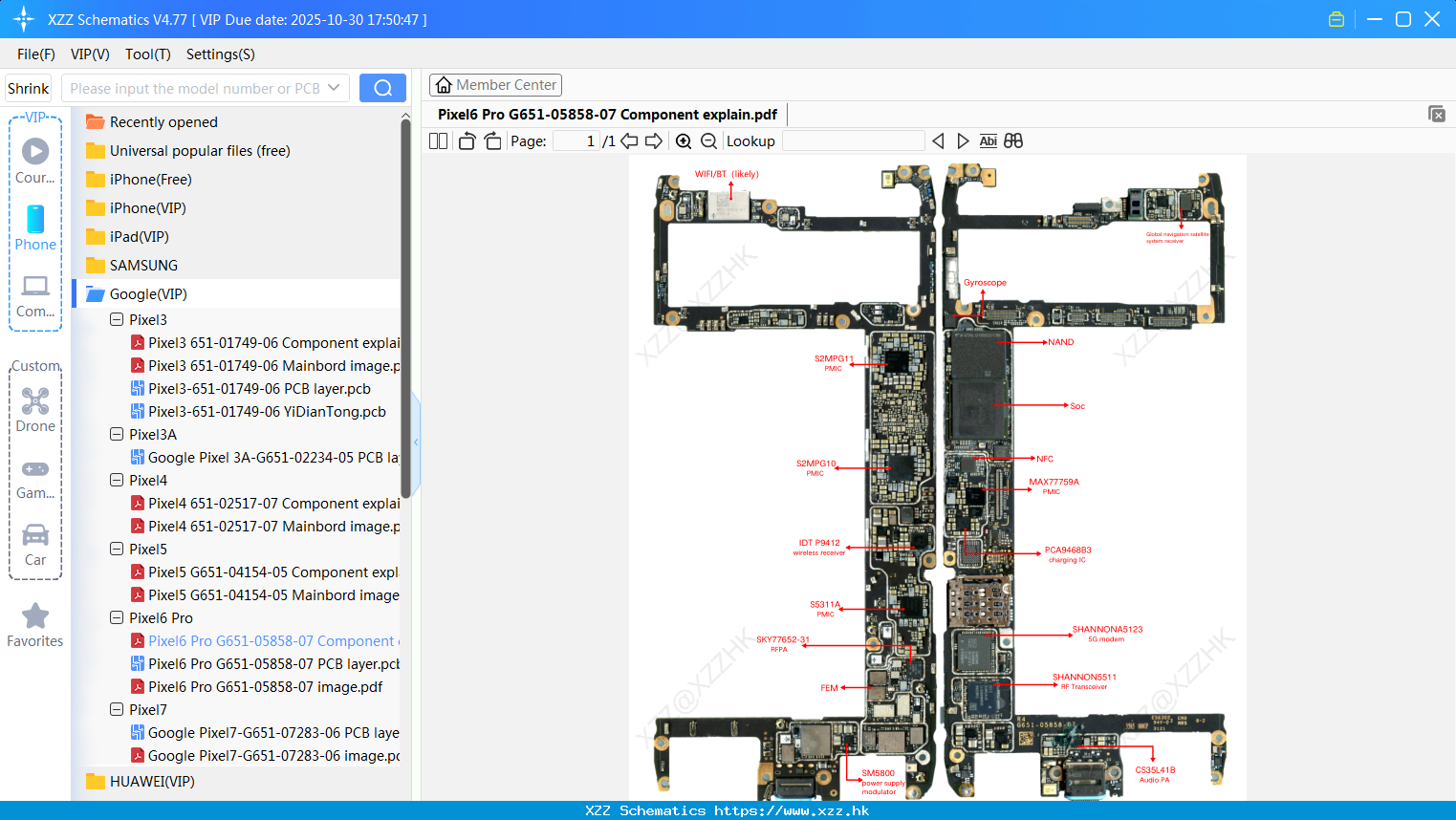 Google Pixel6 Pro G651-05858-07 Component Explain